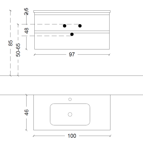 Тумба под раковину Armadi Art Capolda 849-100-W 100х50 подвесная цвет белый - фото 2