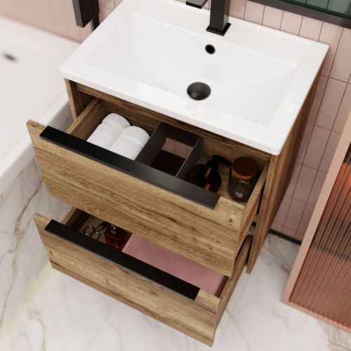 Тумба с раковиной La Fenice TESORO NFNC-01-TES-DGT-60-2-3-60 60х50 подвесная цвет коричневый - фото 4