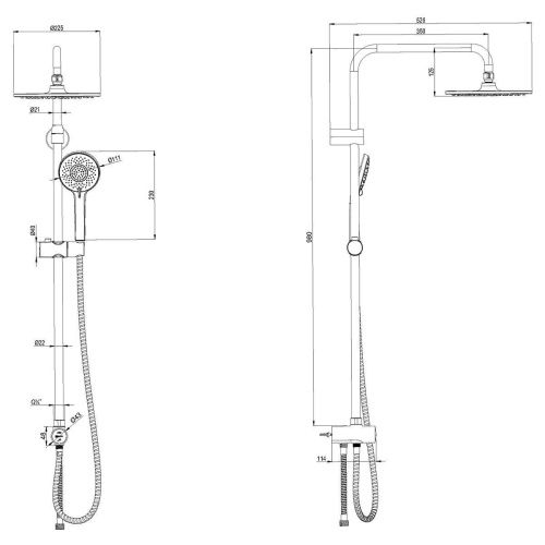 Душевой гарнитур LeMark  LM8809BL настенный черный - фото 2