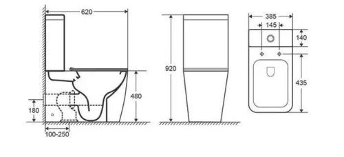 Унитаз напольный с бачком CeramaLux 1288A белый с сиденьем микролифт безободковый - фото 5
