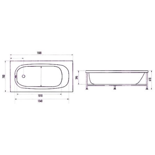 Ванна акриловая Aquanika Norma A1015070017 150х70 пристенная прямоугольная - фото 4