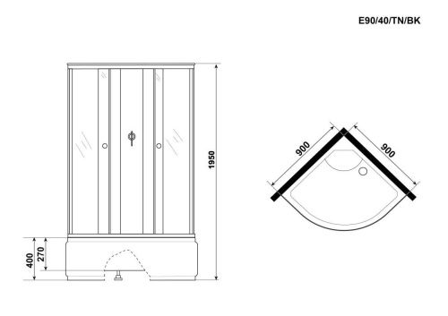 Душевая кабина Niagara Eco E90/40/TN/BK 90х90 четверть круга без крыши ориентация универсальная - фото 4