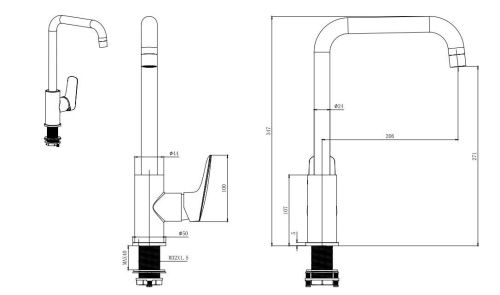 Смеситель для кухни Aquatek ВЕГА AQ1081MB на мойку черный - фото 4