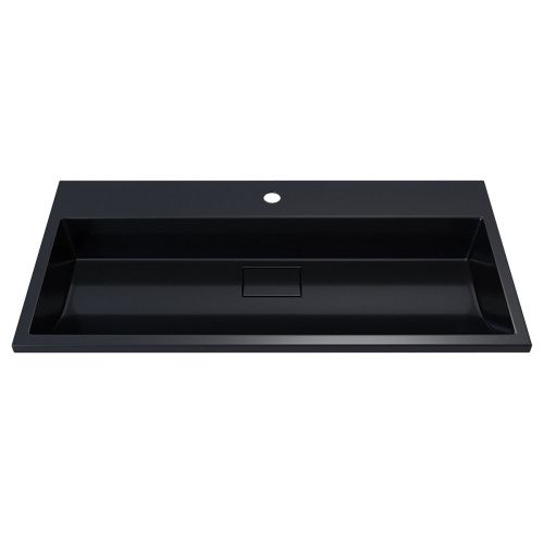 Раковина из искусственного камня Uperwood Barsa 3939193464 90х50 полувстраиваемая цвет черный - фото 5