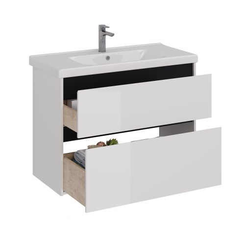 Тумба под раковину LeMark Combi LM03C100T-black 100х40 напольная цвет белый - фото 2