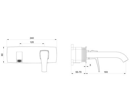 Смеситель для раковины Wonzon & Woghand FLEX WW-88869072-BN встраиваемый в стену никель