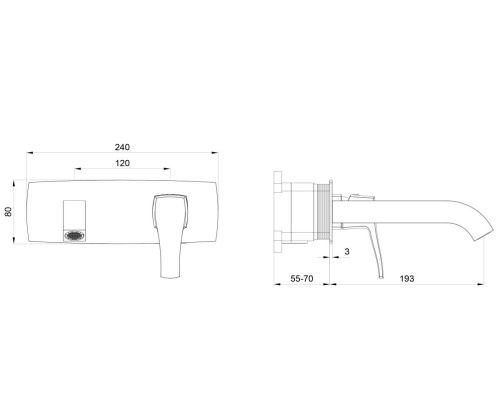Смеситель для раковины Wonzon & Woghand FLEX WW-88869072-MB встраиваемый в стену черный - фото 2