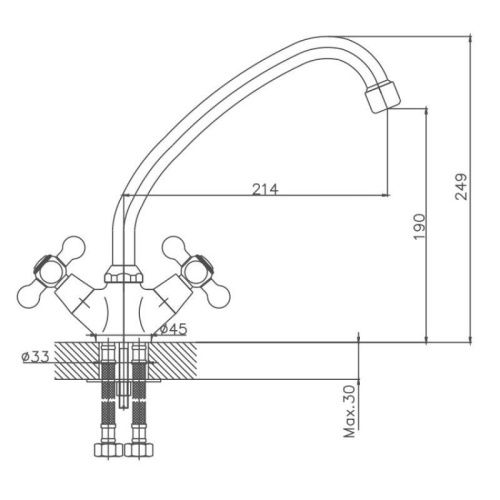 Смеситель для кухни Cron CN4019-2 на мойку хром - фото 3
