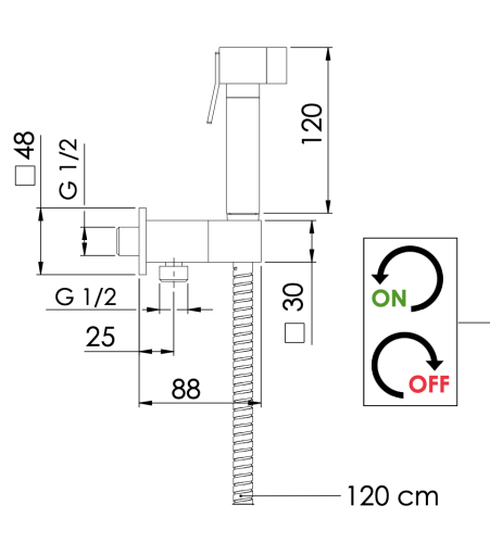 Гигиенический комплект с запорным вентилем Remer 338Q332OS хром - фото 2
