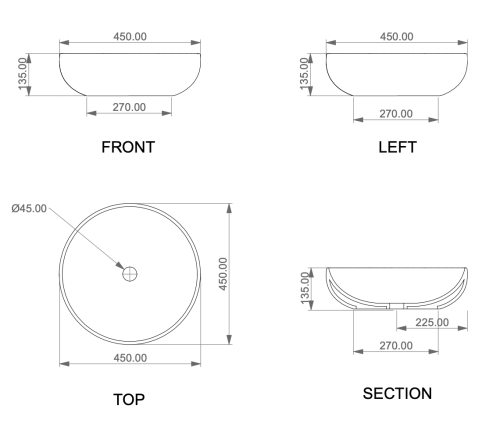 Раковина керамическая GSG Ceramic Design Easy EALAVRO45000 50х50 накладная цвет белый без отверстий под смеситель - фото 2