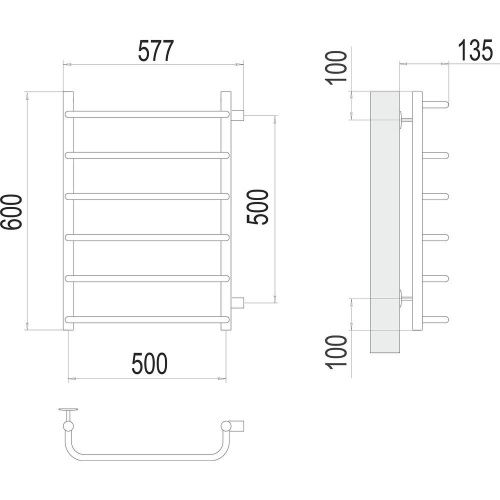 Полотенцесушитель водяной Terminus 4670078530349 60х60 хром - фото 3