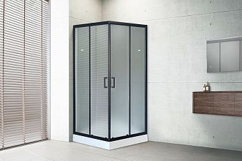 Душевой уголок Royal Bath HP RB90HP-C-BL 90х90 стекло матовое профиль черный с поддоном