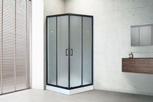 Душевой уголок Royal Bath HP RB90HP-C-BL 90х90 стекло матовое профиль черный с поддоном