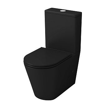 Унитаз напольный с бачком Grossman Санфаянс GR-4449BMS черный с сиденьем безободковый каскадный смыв