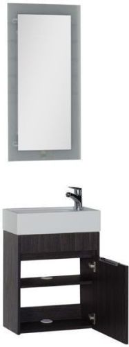 Комплект мебели: тумба с раковиной + зеркало Aquanet Лидс 00183170 50х30 подвесной цвет коричневый - фото 2