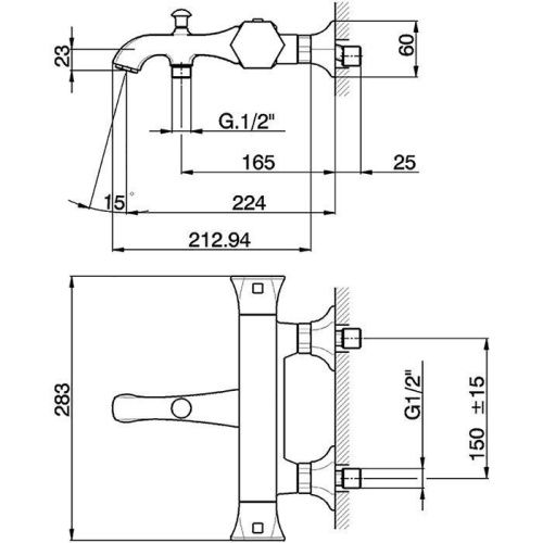 Смеситель для ванны Cisal Cherie CET2701021 настенный хром с термостатом - фото 2