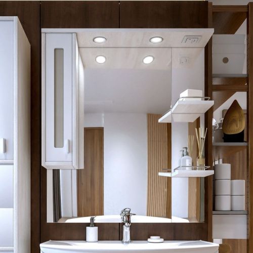 Зеркало-шкаф Бриклаер Бали 4627125412035 90х100 подвесной цвет белый/бежевый - фото 2