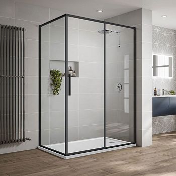 Душевой уголок Vincea Slim-U VSR-2SU9012CLB 120х90 стекло прозрачное профиль черный без поддона