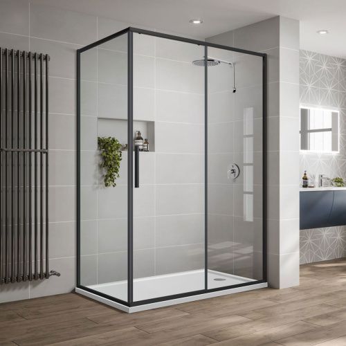 Душевой уголок Vincea Slim-U VSR-2SU9012CLB 120х90 стекло прозрачное профиль черный без поддона