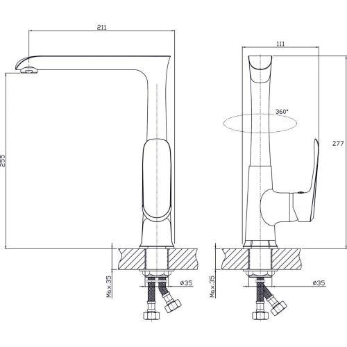 Смеситель для кухни Rush Gozo GZ3735-23 на мойку хром - фото 2
