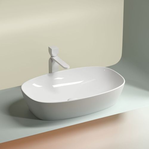 Раковина из сантехнического фарфора Ceramica Nova ELEMENT CN6049 60х40 накладная цвет белый без отверстий под смеситель - фото 4