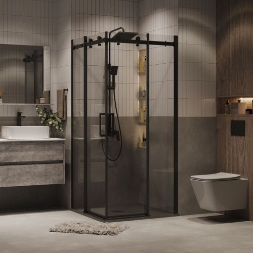 Душевой уголок Grossman Classic 300.K33.04.1010.21.00 100х100 стекло прозрачное профиль черный без поддона - фото 3