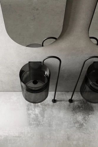 Раковина из полиэфирной смолы Abber KRISTALL AT2704Onyx 40х40 подвесная цвет черный без отверстий под смеситель - фото 4