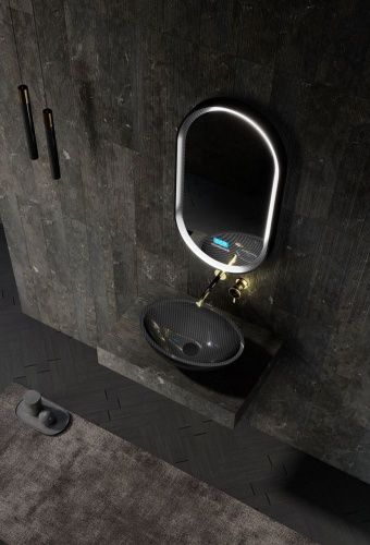 Раковина карбоновая Abber KARBON AK2042 50х40 накладная цвет черный без отверстий под смеситель - фото 2