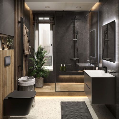 Душевая стойка Bond Cube B03-9488 настенная цвет черный с термостатом - фото 2