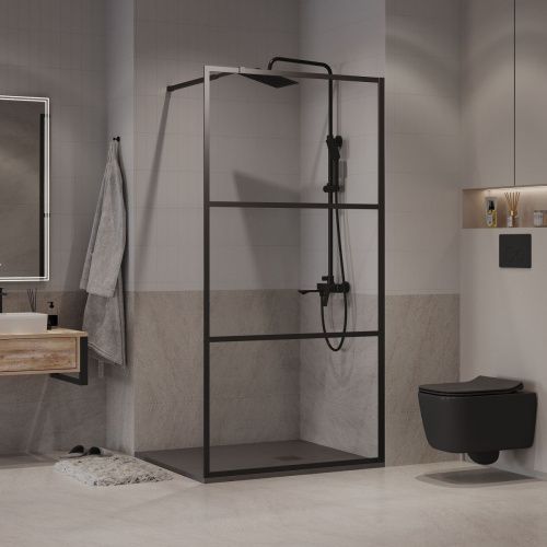 Душевая перегородка Niagara Nova NG-688-10BLACK 100х195 стекло с рисунком профиль черный - фото 2