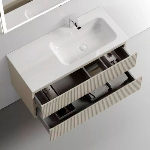 Тумба под раковину Sancos SNOB T SNT100RCE 100х40 подвесная цвет бежевый - фото 3