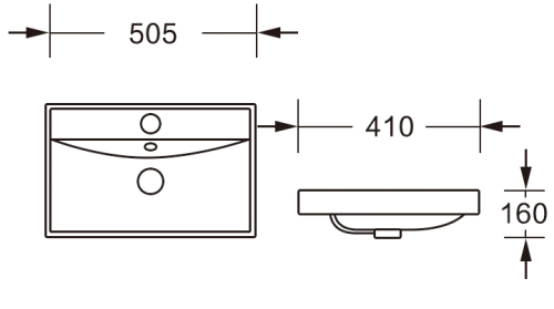 Раковина из сантехнического фарфора Milleau MIEL MU7028H-GW 50х40 встраиваемая цвет белый 1 отверстие под смеситель - фото 2