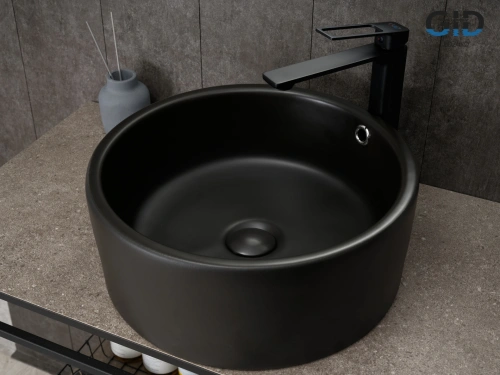 Раковина керамическая Gid Esfera 53382 40х40 накладная цвет черный без отверстий под смеситель - фото 2