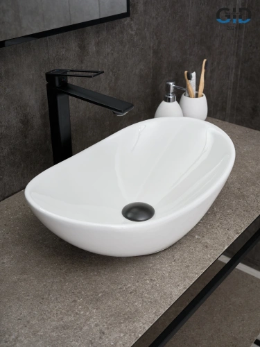 Раковина керамическая Gid Lago 51201 50х30 накладная цвет белый без отверстий под смеситель - фото 3