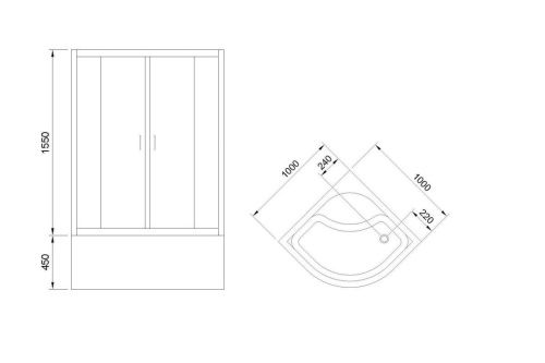 Душевой уголок Royal Bath BK RB100BK-T 100х100 стекло прозрачное профиль белый с поддоном - фото 4
