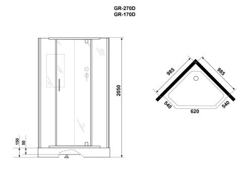 Душевая кабина Grossman Classic GR170D 100х100 пятиугольная без крыши ориентация универсальная - фото 4
