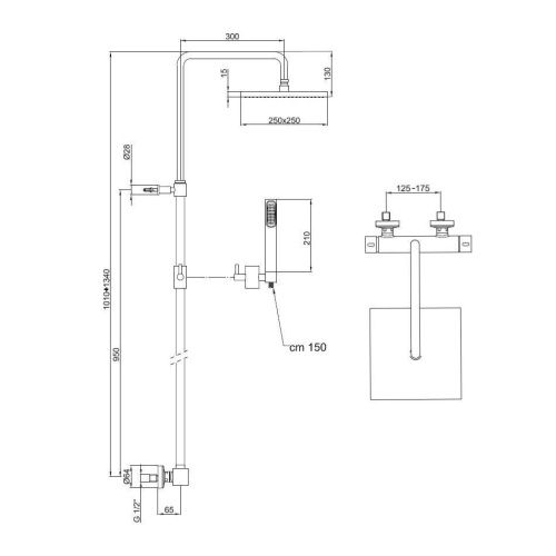 Душевая стойка Webert PE980507794METAL настенная цвет золото с термостатом - фото 3