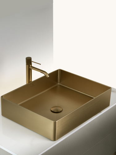 Раковина из нержавеющей стали AltroBagno Accordo AltroBagnoAccordo001009OrSp 50х40 накладная цвет золото - фото 4