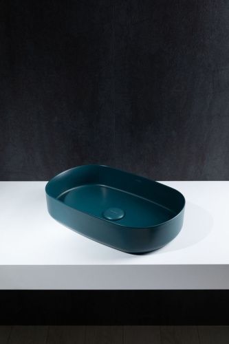 Раковина керамическая Allen Brau Fantasy 4.11022.PT 60х40 накладная цвет зеленый без отверстий под смеситель - фото 4