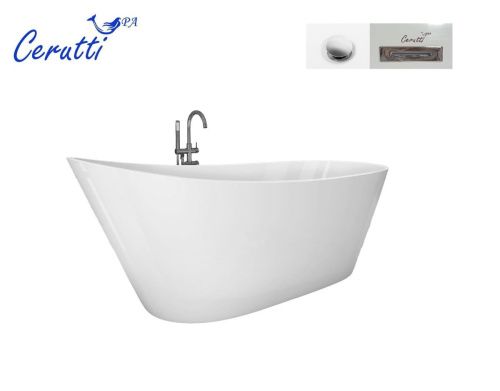Ванна акриловая Cerutti SPA CT10864 170х75 отдельностоящая овальная с ножками - фото 4