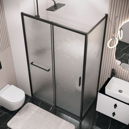 Душевая перегородка Grossman Style 200.K33.05.90.21.02 90х195 стекло текстурное профиль черный