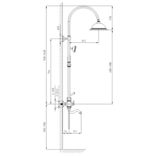 Душевая стойка Timo Adelia SX-6010/00 настенная цвет хром - фото 2