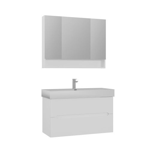 Тумба с раковиной Orka Malta 5001477 100х50 подвесная цвет белый - фото 2