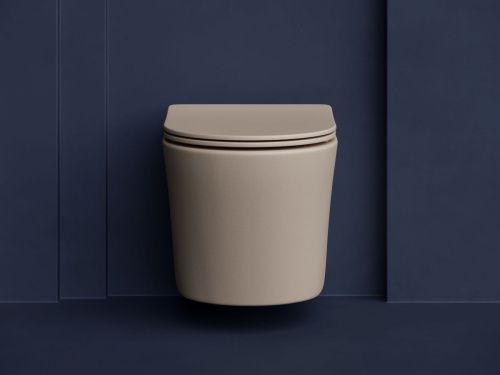 Унитаз подвесной Ceramica Nova BALEARICA CN6000MC коричневый с сиденьем микролифт безободковый душевой смыв - фото 2