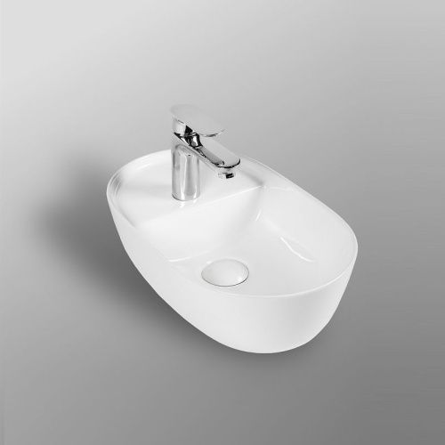 Раковина из сантехнического фарфора Bond Oval S09-420 40х30 накладная цвет белый 1 отверстие под смеситель - фото 3