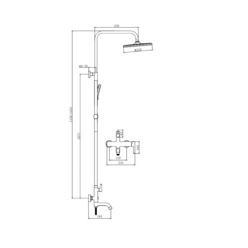 Душевая стойка Splenka S221.24.05 настенная цвет серый - фото 3