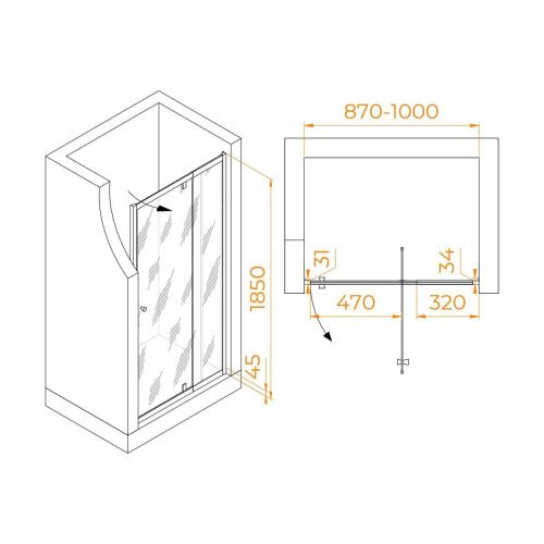 Душевая дверь RGW Passage 41080209-14 90х185 стекло прозрачное профиль черный - фото 2