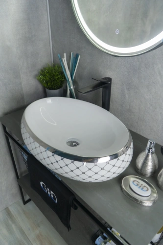 Раковина керамическая Gid Lago 52201 60х40 накладная цвет белый/хром без отверстий под смеситель - фото 3