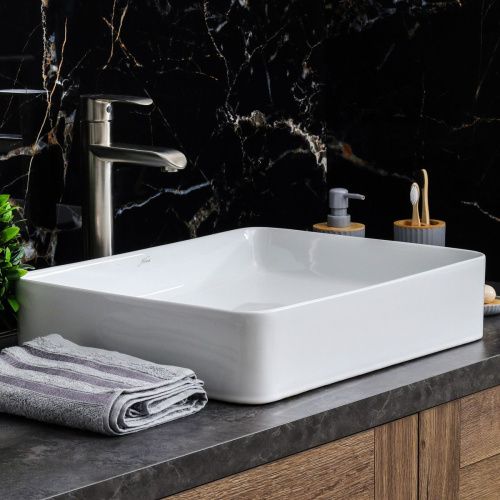 Раковина из сантехнического фарфора Melana 7050K-805 50х40 накладная цвет белый без отверстий под смеситель - фото 5