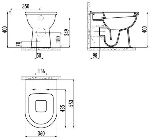 Чаша унитаза приставная Creavit Selin SL350-00CB00E-0000 цвет белый без сиденья - фото 2